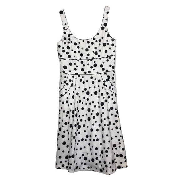 DRESS Barn - Sleeveless white dress with black polka dots - Size 6 - Picture 1 of 4